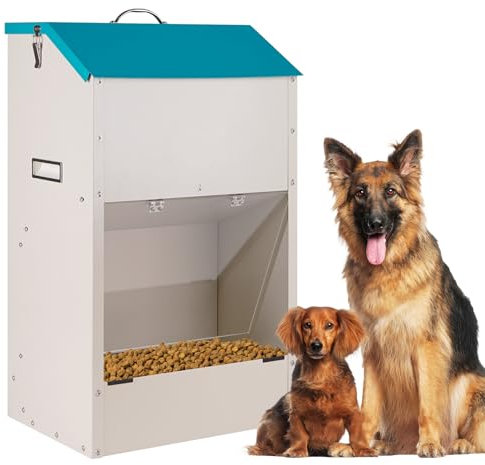 Automatic Dog Feeder for Large Breed, 22KG Galvanized Gravity Dog Food Dispenser and Hanging Auto Feeder for Medium and Small Size Dogs