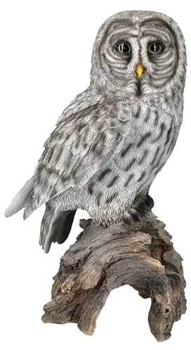 Realistische Eulen Gartenfigur - Bartkauz 36 cm, HotAnt, Wetterfeste Statue