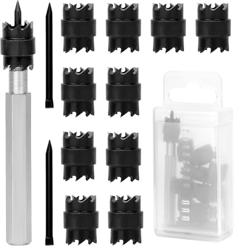 QWORK® 13 Pièces Forets de Soudage par Points, Fraises de Soudage par Points 3/8 à Tige Hexagonale, pour Plaques Fines en Acier Inoxydable, Fer, Aluminium