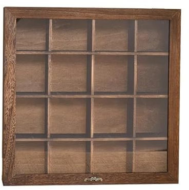 RHRYTCH Joyero para pendientes, múltiples rejillas, madera maciza, cubierta de cristal, caja de exhibición, a prueba de polvo, vitrina, estantería, joyero, organizador de cosméticos, collar, joyero