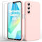 Byvuwiay Cover per Samsung Galaxy A16 4G/5G con 2 Vetro Temperato Pellicola Protettiva, Custodia in TPU Ultra Sottile Antiurto Anti-Scratch Case, Rosa