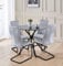 Hallowood Furniture Cullompton Small Black Dining Table and Chair Set 4, Wooden Effect Top Round Kitchen Table and Light Grey High Back Dining Chairs with Black Metal Legs, Dining Room Sets