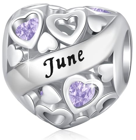 Charme Pierre de Naissance juin, Pendentif Cœur en Argent Sterling 925 et Charms Pandora pour bracelets européens, Cadeaux pour femmes filles