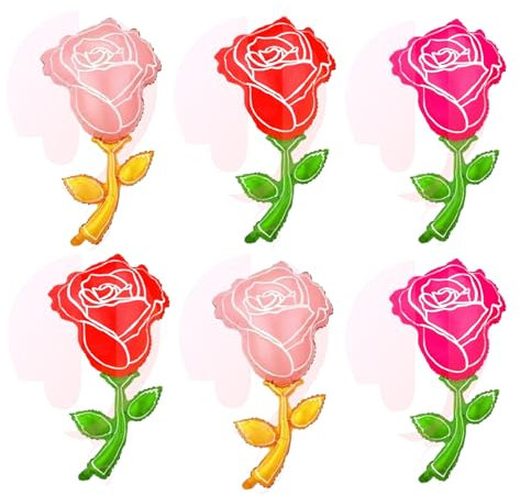 Nine San 6 Stück Rosen Blume Luftballons Rote Pink Rosenform Folienballon Blumen Mylar Ballon Valentinstag Dekoration Wedding Muttertag Party Deko(94 * 54cm)