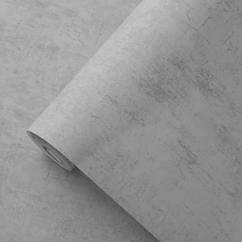 Trafagala Plain Gray Concrete Cracks Wallpaper Retro Charcoal Striped Textured Wallpaper with Subtle Metallic Sheen for Bedroom Adults Living Room Hallway Front Room