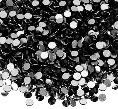 PATIKIL 4320Pcs SS10 Round Flatback Crystal 2.8-2.9mm Glass Rhinestones Gems Diamonds for DIY Crafts Clothes Shoes Nail Art Decoration, Black