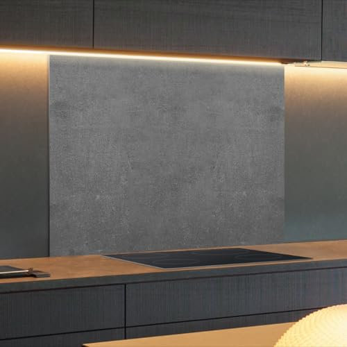Spritzschutz Küchenrückwand Alu Matt 60 x 40 x 0,3 cm Graue Anthrazite Beton Textur, Küchenwand Wandschutz, Herd Spritzschutz, Rückwand Küche, Pfannenspritzschutz - RUECKWAND24