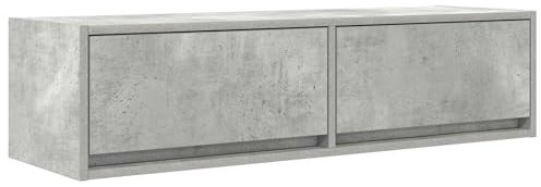vidaXL Meuble TV Gris béton 100 x 31 x 25.5 cm Bois d'ingénierie, Meuble TV Rectangle Moderne, étagères murales, Cabinet modulaire, Rangement Gain de Place pour Salon