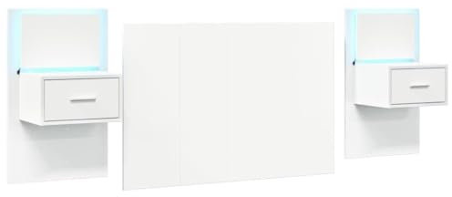 Generico Kangqiling Kopfteil für Bett mit Nachttischen weiß, 120 cm, mehrschichtiges Holz, 3295331