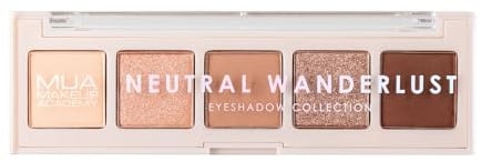 MUA 5 Shade Eyeshadow Palette, Neutral Wanderlust (Pack of 1) | 5 Highly Pigmented Matte & Shimmer Nude Tones, Blendable Formula, Perfect for Day to Night Looks, Vegan & Cruelty Free