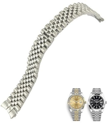 GAFNED 316L Edelstahl 20 mm Uhrenarmband für 36 mm Rolex Datejust 116233 116234 Silber-goldenes massives Metallarmband(Silver)
