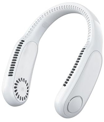 GEEPAS Portable Neck Fan | Dual Head Quiet Bladeless Personal Cooling | 3 Speed USB Charging 6Hr Run Time | Ideal for Men Women Travel Gym Office Outdoor | 2 Year Warranty 1500mAh White