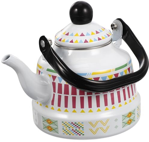 TOYANDONA Vintage Emaille Teekessel 1,1l Mit Verbrühschutzgriff Für Herdgebrauch Leichter Wasserkocher Mit Floralem Design Küchenzubehör Für Tee Und Kaffeeliebhaber
