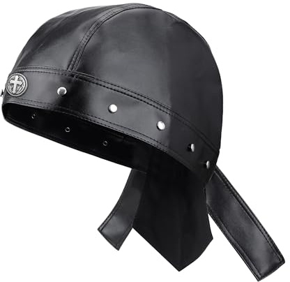 Eigso Punk Biker Cap für Männer Frauen Bike Leder Bandana für Motorrad