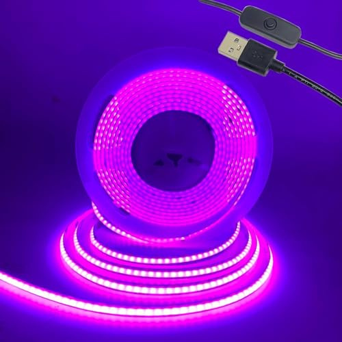 TOPXCDZ USB 5V Schwarzlicht led Streifen UV Licht led 395nm SMD 2835 60LEDs IP65 Wasserdicht LED Strip Lights für Weihnachten Halloween Party Karneval Disco Ballsaal (3M)