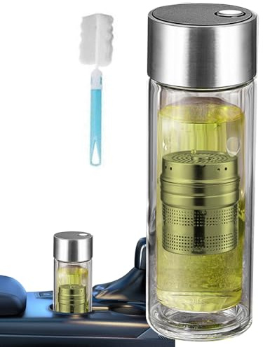 Wasserflasche – 400-ml-Glasfilterflasche, Tee-Ei-Trinkgeschirr, Hochtemperaturbeständiger Trinkbecher | Sportflasche Mit Magnetischem Deckel Für Fitnessstudio, Auto, Arbeitsplatz, Picknick, Zuhause, T