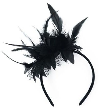 Feder Haarschmuck Haarreif, 1920er Fascinator Kopfschmuck für Damen, feder 20er Jahre Stirnband mit Künstlichen Blumen Karneval Cocktail Hochzeit Tee-Party Accessoires KarnevalKostüme Faschingskostüm