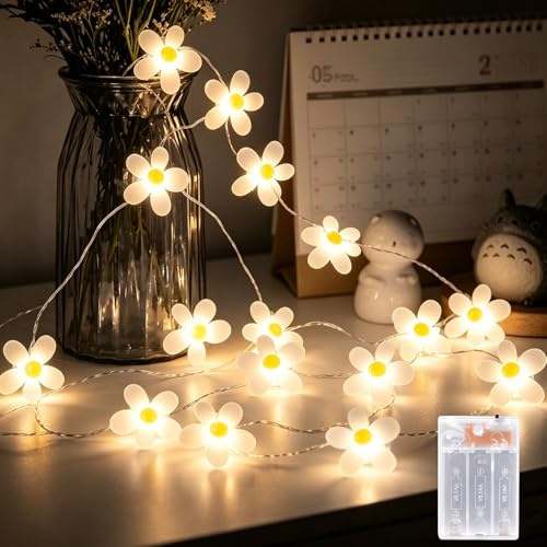 YeahBoom 2M 20 LED Blumen Lichterkette Gänseblümchen,Lichterkette Blumen