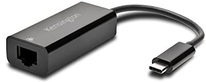Kensington Adaptateur USB-C Ethernet (CA1100E), Thunderbolt 3, RJ45, 10/100/1000 Gigabit, Design Plug & Play, Connexion Directe et Sécurisée à Internet