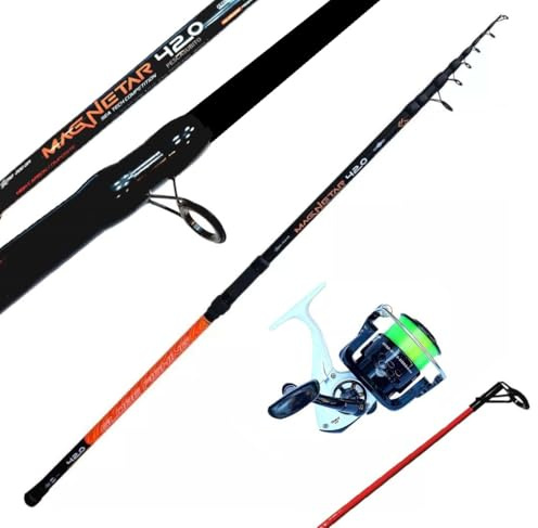 Combo Canna Surf Casting 4.20m 200g + Mulinello Pesca Spiaggia Mare Scogliera