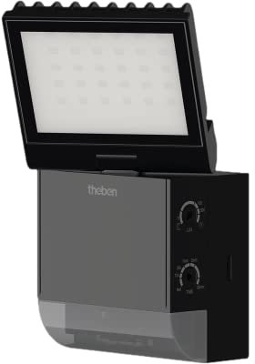 Theben 1020801 theLeda S8-100 BK Projecteur LED I Détecteur de mouvement intégré I Noir I Montage mural I Couleur de lumière 4000 K I Angle de détection 180° I Portée 10 m I Orientable