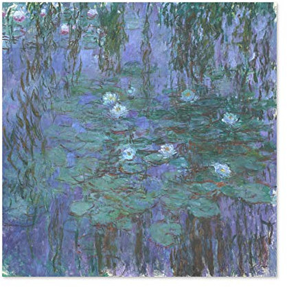 Claude Monet Blue Seerosen Gemälde großes Wandbild Druck dickes Papier 61 x 61 cm