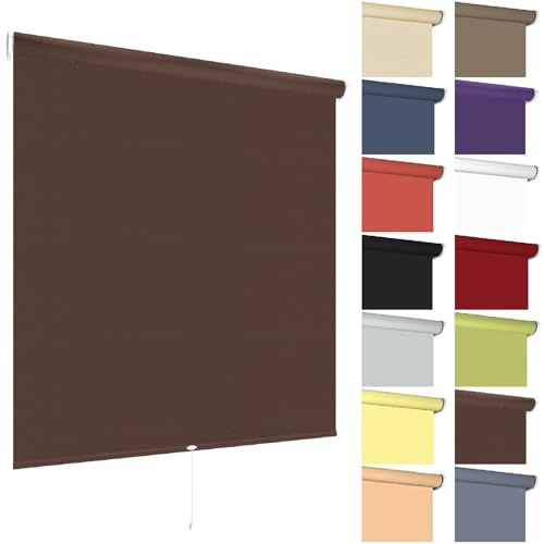 Springrollo Mittelzugrollo Schnapprollo viele Größen und Farben Montage Träger Metall Rollo Vorhang Blickdicht lichtdurchlässig Fenster Sonnenschutz Sichtschutz Blendschutz (90 x 180 cm, Cappuccino)