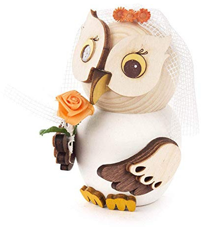 Rudolphs-Schatzkiste Ganzjahresfigur Mini-Eule Braut H: 7,5cm NEU Erzgebirge Holzfigur Holzminiatur
