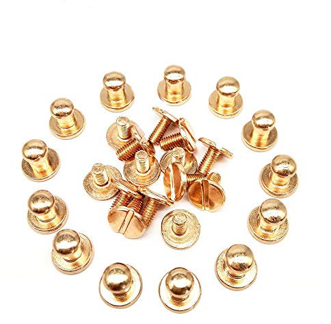 YICBOR 60pcs/pack 5x8x8mm Alloy Screw Knob Rivets Handmade Crafts ZD-015 for Belt Shoes Watchband Metal Silver/Black/Bronze/Gold (Gold)