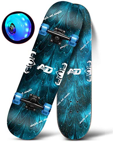 Skateboard Komplett Board 31x8 Zoll Deck Skateboard, Allrad-Blitz, Jugend Skateboarding komplettes Skateboarding Erwachsenenfähigkeiten Anfänger Skateboarding, Geschenke für Erwachsene, Jugendliche