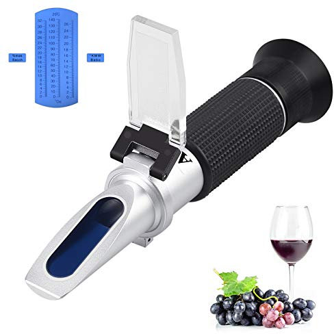 AUTOUTLET Winzer Refraktometer, 0-140 ° Öchsle 0-32% Brix 0-26% KMW Öchslemeter mit ATC für Wein Bier Brauen für Messung des Zuckeranteils zur Herstellung von Qualitätsweinen