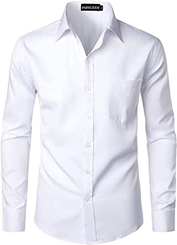 PARKLEES Chemise boutonnée élégante à coupe ajustée, manches longues et poche, style urbain, décontracté ou habillé, pour homme