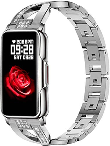 findtime Silber Elegant Luxus Smartwatch für Frauen mit Diamant Modische Designer Stylische Damenuhr Herzfrequenz Schlafüberwachung Kalorien Schrittzähler 1.47 Voll Touchscreen