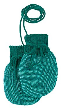 Disana STRICK-HANDSCHUHE, 100% Bio-Merinowolle GOTS, IVN Best | mit gestrickter Kordel | Newborn Neugeborene Baby Unisex | Baby Erstausstattung | Made in Germany | Pacific-Lagoon