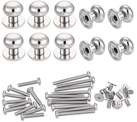 sourcing map 12mm Head Dia. Round Knobs Pull Handle, 10pcs Zinc Alloy for Drawer Pulls Gift Box Cabinet Door Knobs with M3x14,M3x25 Screws, Silver Tone
