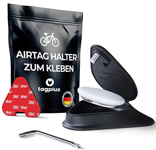 tagplus® universal Airtag Halter zum Kleben für maximalen Diebstahlschutz, E-Bikes - Ski - Motorrad - Werkzeug - Camper - Scooter - Premium Airtag Hülle mit Spezial-Schraube - Made in Germany