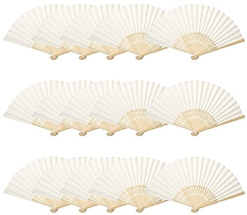 Woohome 15 PCS Hand Fan Foldable Paper Fan for Dancing, Part, Picnic, Wedding Party Gift, Guest Favour Wedding Decoration (White)