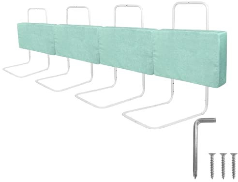 Froadp 200cm Rausfallschutz Beistellbett Leinen Kindersoftpack Bettgitter Tragbare Bettschutzgitter Höhenverstellbar Kinderbettgitter Baby Schutzgeländer Bettkantenschutz für Kinderbett (Seegrün)