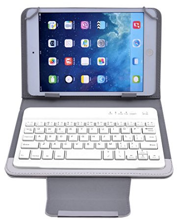 Ruilogod PC Cuero PC Bluetooth Teclado inalámbrico Teclado inalámbrico Teclado blancopuro W Pantalla para tableta de 7 pulgadas de 8 pulgadas