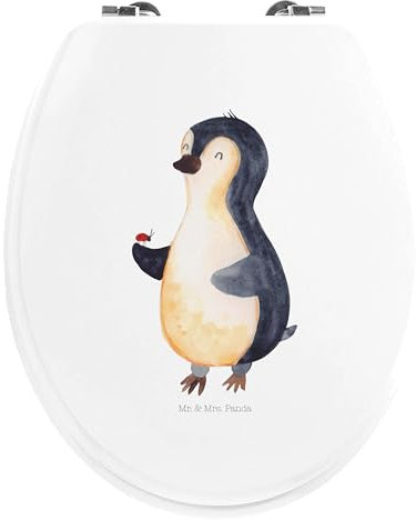 Mr. & Mrs. Panda Motiv WC Sitz Pinguin Marienkäfer - Geschenk, Klodeckel, Pinguine, WC-Sitz, Glück, aufmerksam, Klobrille, Wunder, Toilette,
