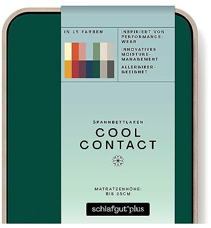 schlafgut Cool Contact Microfaser Spannbettlaken bis 200x200cm, Green Deep kühlend kalt