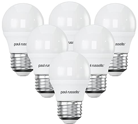 paul russells LED Golf Ball – Dimmable Edison Screw Light, 5.5W 470 LM E27 G45 LED Bulbs, 40w Equivalent, 4000K Cool White/Natural White, Dimmer ES Energy Saving Ceiling Lightsbulbs, 6 Pack