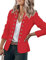 Roskiky - Veste décontractée unie pour femme, ouverte sur le devant, avec boutons et col montant, Rouge, M