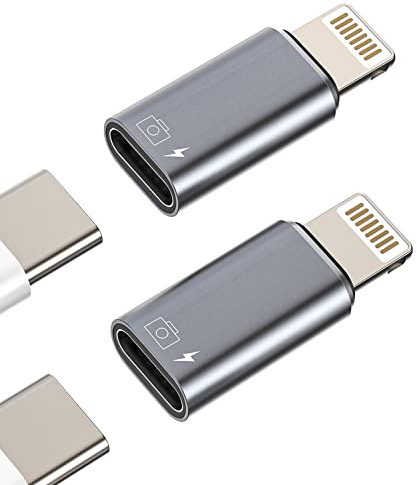 Adaptateur OTG pour iPhone USB C Femelle vers Lightning Mâle(2 pack) Chargeur pour Apple Synchronisation Données Type-C Lecteur de Carte Caméra Clé USB Clavier Souris U Disque pour 14 13 11 12 Pro Max