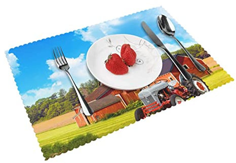 Company Farm Traktor Platzdeckchen-Set, 4 Stück, für Zuhause, Esszimmer, rutschfest, Tischsets, hitzebeständig, 45 x 30 cm