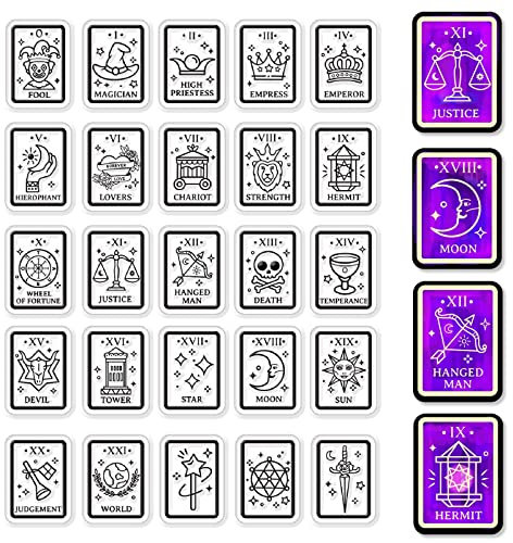 craspire Tarot Clear Stamps Magic Mystic Tarot Pattern Emperor Lovers Strength Justice Death Transparent Silic1 Stamp Rubber Stamp for Scrapbooking Birthday Photo Album Card Making