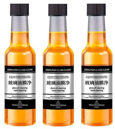 Ölfilm-Entferner für Autoglas, Car Glass Oil Film Remover, Auto Scheibenreiniger, Windschutzscheiben reiniger, Glasreiniger Auto, Glas Öl Film Fleckenentferner für Autoglas, 150ml (3 Stück)