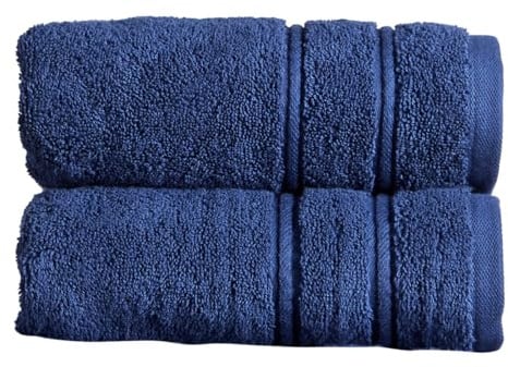 Christy Antalya Hand Towels | Set of 2 | 100% Turkish Cotton | 600GSM | Soft Plush Luxury Towel Set | 50cm x 90cm | Quick Dry | Denim Blue