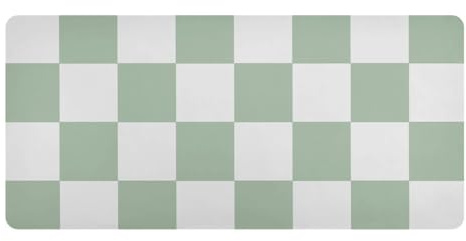 Mauspad, Schreibtischunterlage, Leder, große Gaming-Schreibtischabdeckung, Schutzmatte für Tastatur, Computer, Laptop, Büro, wasserdicht, 80 x 41 cm, kariert, Weiß und Grün