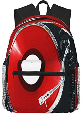 Reiserucksack für Jungen, Mädchen, Kinder, Plattenspieler, Vinyl-Schallplattenspieler, Holzrucksäcke, Kinder, Schultasche, Büchertasche, Tagesrucksack für Männer und Frauen, Siehe Abbildung, One size